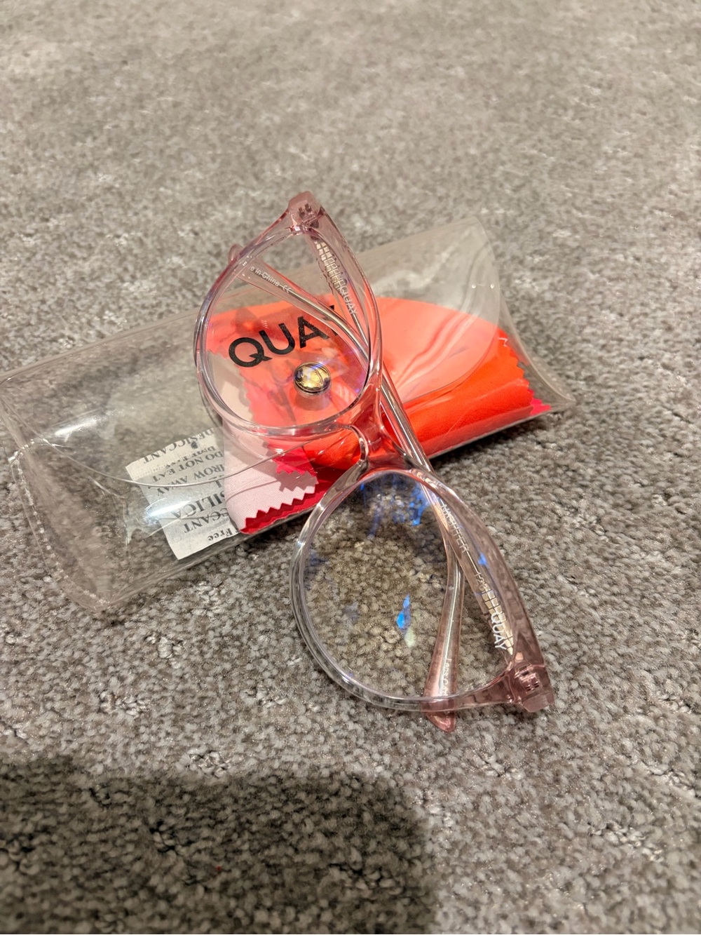Clear Pink Reading Glasses with Case